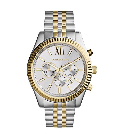 michael kors silver and gold chronograph watch|Michael Kors stainless steel watch.